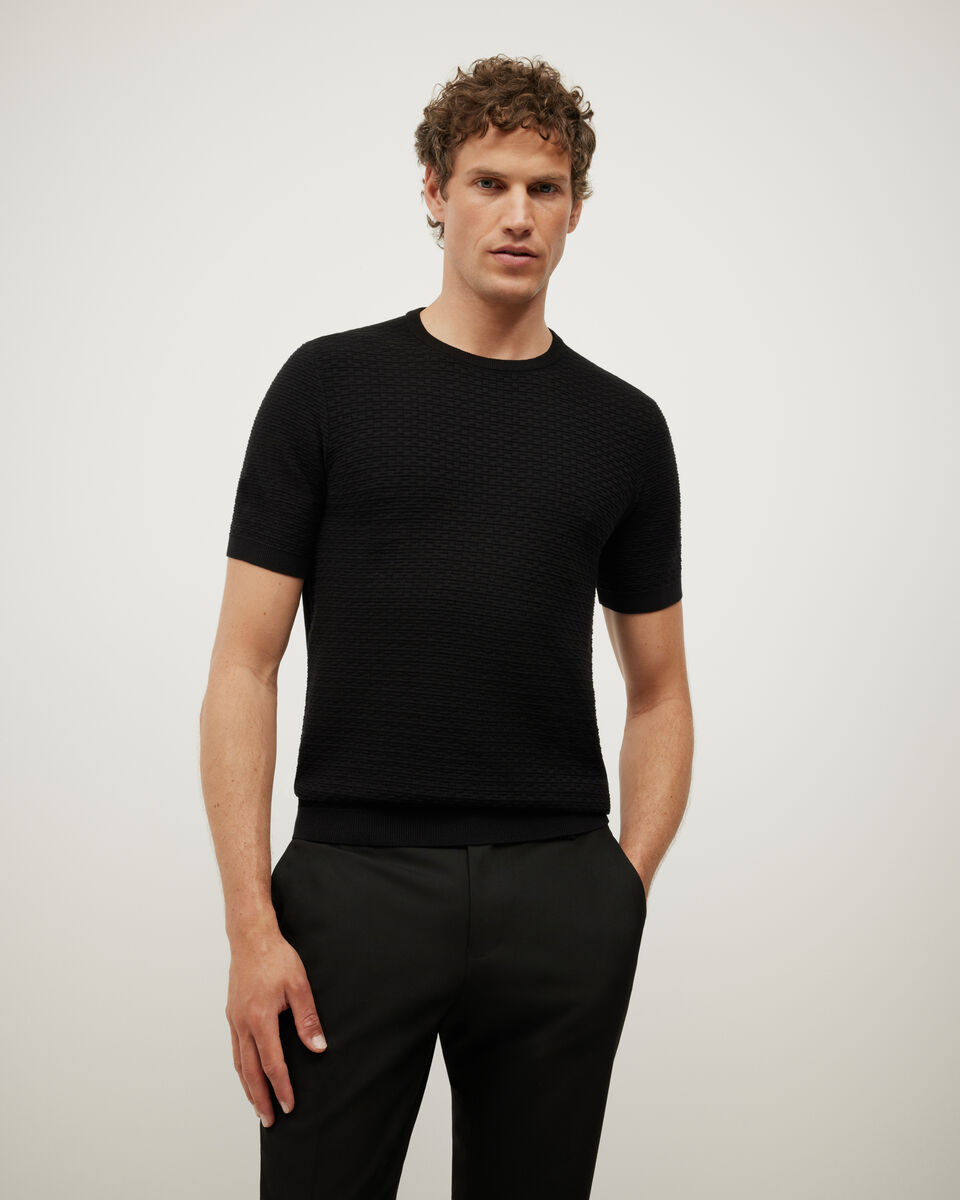 Frank Textured Short Sleeve Knit, Black, hi-res